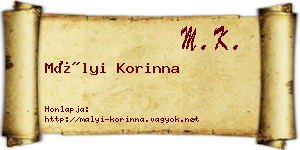 Mályi Korinna névjegykártya